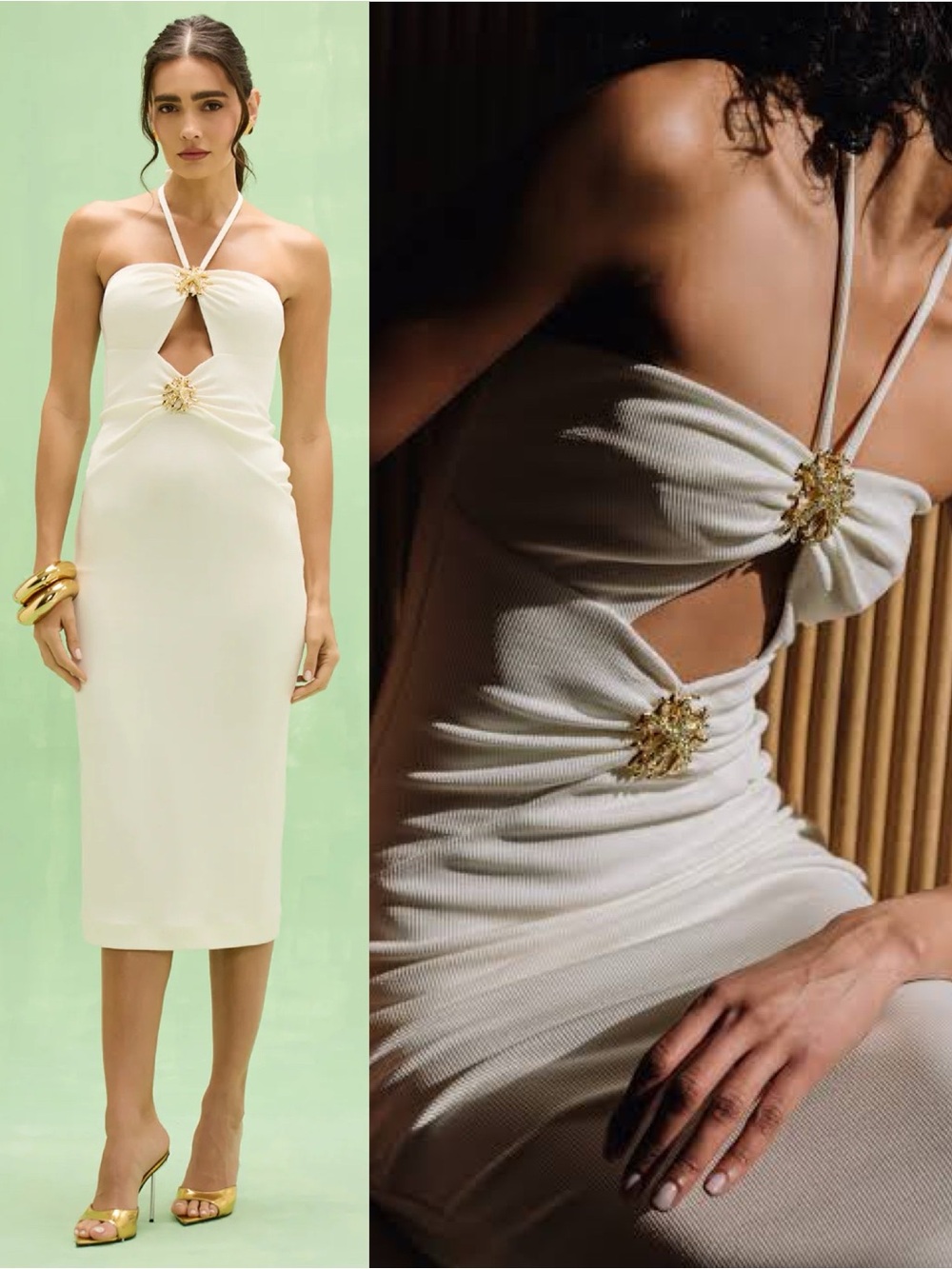 NEW NWT PatBO Luna Knit Midi Dress In Off White